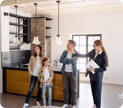 Agent showing people around a house